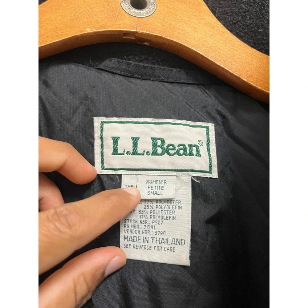 LL Bean Womens Petite Small‎ Yellow Black Hooded Winter Jacket Parka